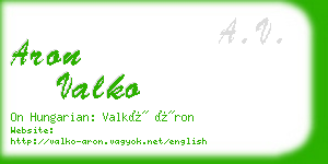 aron valko business card